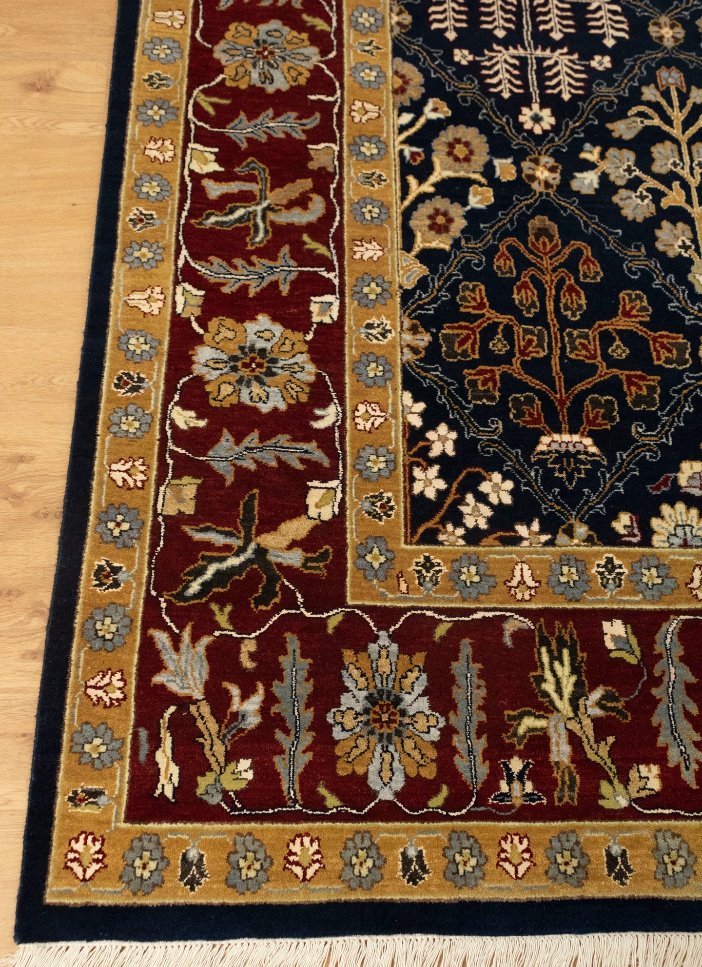 8x10 Aalam Blue Rust Hand knotted Wool Modern Tribal Classic Rug | Shritija Rugs | Order Rug Online